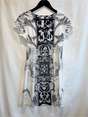 CristinaLove Baroque Print Fit & Flare Dress | Size M